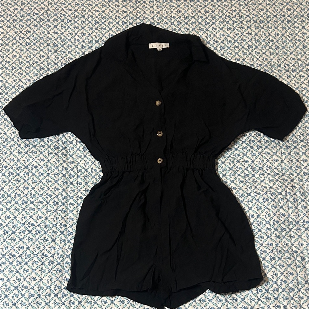 HYFVE Black Button-Up Romper